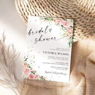 Blush Pink Rose Bridal Shower Invitation