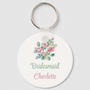 Blush Pink Rose Bridesmaid Key Ring
