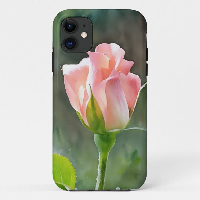 Blush Pink Rose Bud Flower Floral Phone Case (Back)