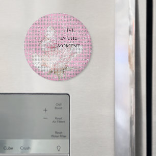 Blush Pink Rose Butterfly Sparkle Magnet