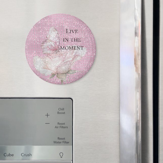 Blush Pink Rose Butterfly Sparkle   Magnet (In Situ (Fridge))