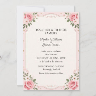 Blush Pink Rose Celestial Wedding Invitation