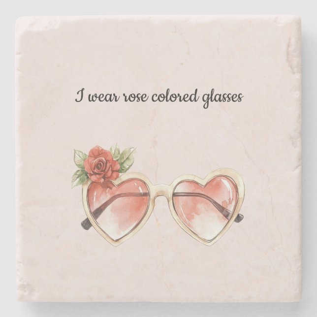 Blush Pink Rose Coloured Sunglasses Stone Coaster (Front)