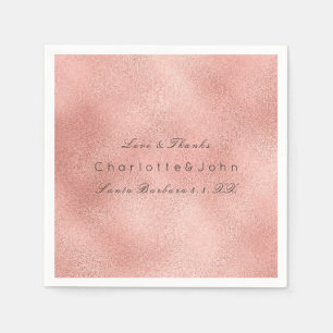 Blush Pink Rose Coral Gold Glass Metallic Lux Lace Napkin