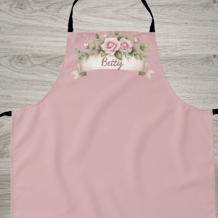 Blush Pink Rose Custom Name Apron