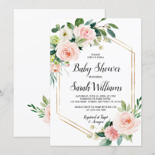 Blush Pink Rose Elegant Baby Shower Invitation