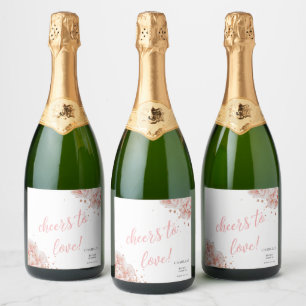 Blush Pink Rose Elegant Bridal Shower Sparkling Wine Label