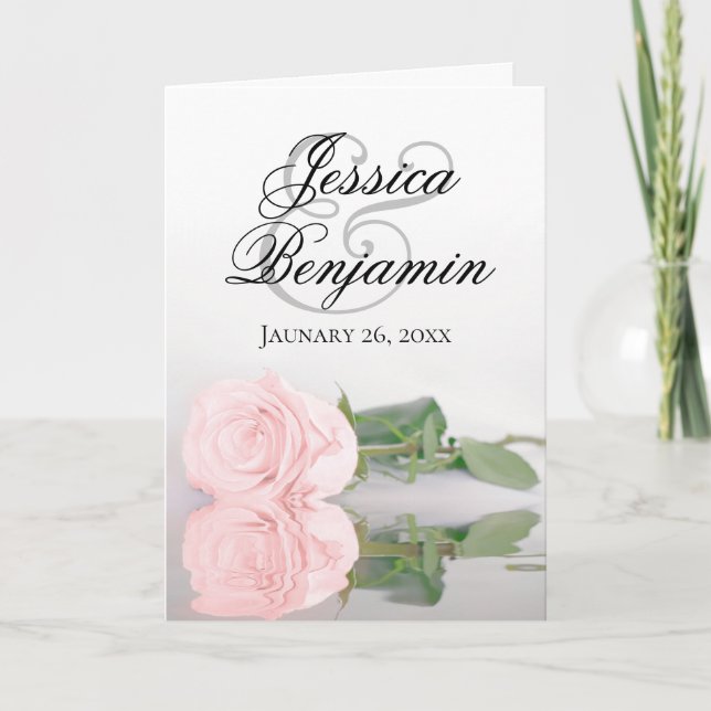 Blush Pink Rose Elegant Romantic Photo Wedding Invitation (Front)