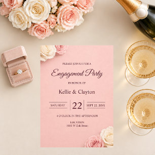 Blush Pink Rose Engagement Party Invitation