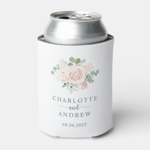 Blush Pink Rose Eucalyptus Wedding Favour Can Cooler