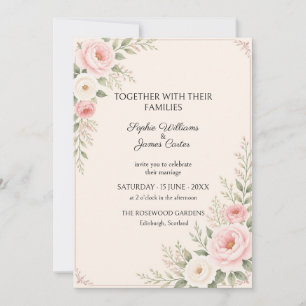 Blush Pink Rose Eucalyptus Wedding Invitation