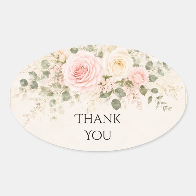 Blush Pink Rose Eucalyptus Wedding Sticker (Front)