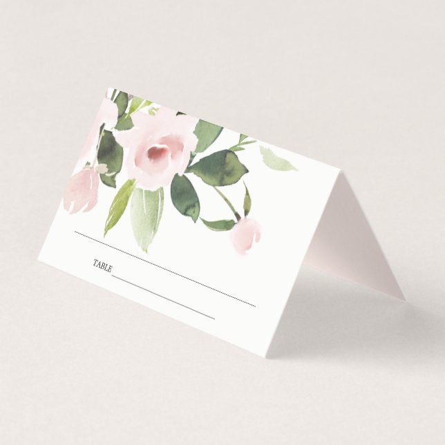 BLUSH PINK ROSE FIRST HOLY COMMUNION PLACE CARD (Front)
