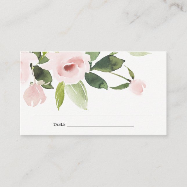 BLUSH PINK ROSE FIRST HOLY COMMUNION PLACE CARD (Front)