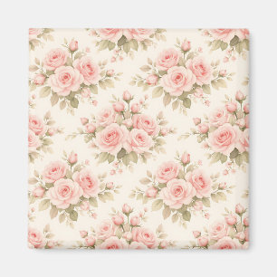 Blush Pink Rose Floral Bouquet Magnet
