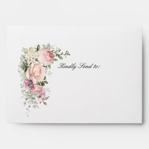 Blush Pink Rose Floral Bridal Shower Envelope