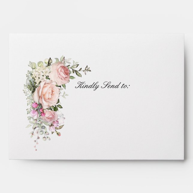 Blush Pink Rose Floral Bridal Shower Envelope (Front)