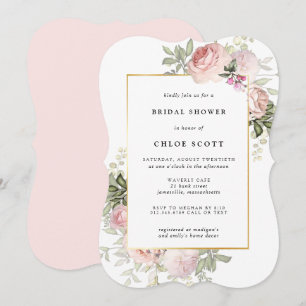 Blush Pink Rose Floral Bridal Shower Invitation