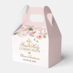 Blush Pink Rose Floral First Holy Communion Favour Box
