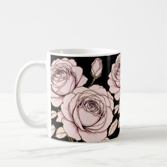 Blush Pink Rose Floral Mug (Left)