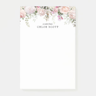 Blush Pink Rose Floral Personalised Post-it Notes