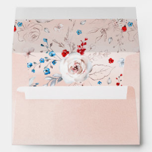 Blush Pink Rose Floral Pre-Printed Return Address Envelope
