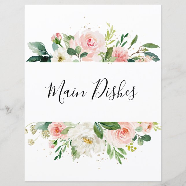 Blush Pink Rose Floral Recipe Divider (Front)