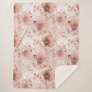 Blush Pink Rose Floral Sherpa Blanket