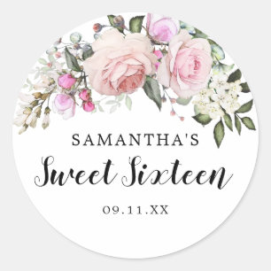 Blush Pink Rose Floral Sweet 16 Envelope Seal