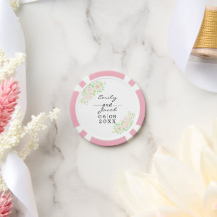Blush Pink Rose Floral Watercolor Wedding Poker Chips