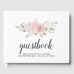 Blush Pink Rose Floral Wedding Guest Book