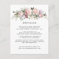 Blush Pink Rose Floral Wedding Guest Details