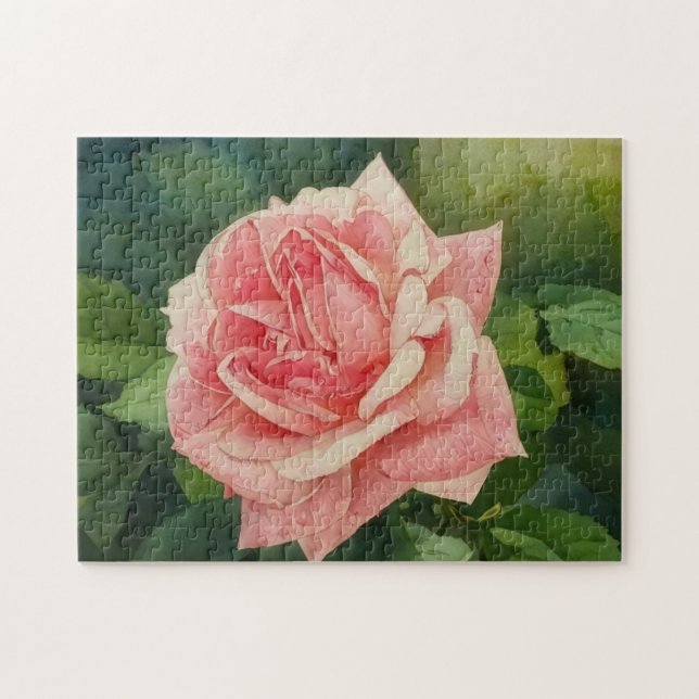 Blush Pink Rose Flower Art Vintage Style Puzzle (Horizontal)