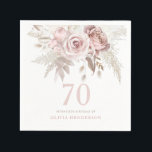 Blush Pink Rose Flowers 70th Birthday Party Event Napkin<br><div class="desc">Blush Pink Rose Flowers 70th Birthday Party Gift Event Napkins

See matching collection in Niche and Nest Store</div>