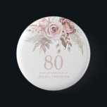 Blush Pink Rose Flowers 80th Birthday Party 6 Cm Round Badge<br><div class="desc">Blush Pink Rose Flowers 80th Birthday Party button

See matching collection in Niche and Nest Store</div>