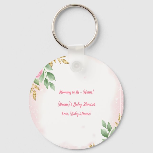 Blush Pink Rose for Mum-to-Be with Personalised Key Ring (Front)