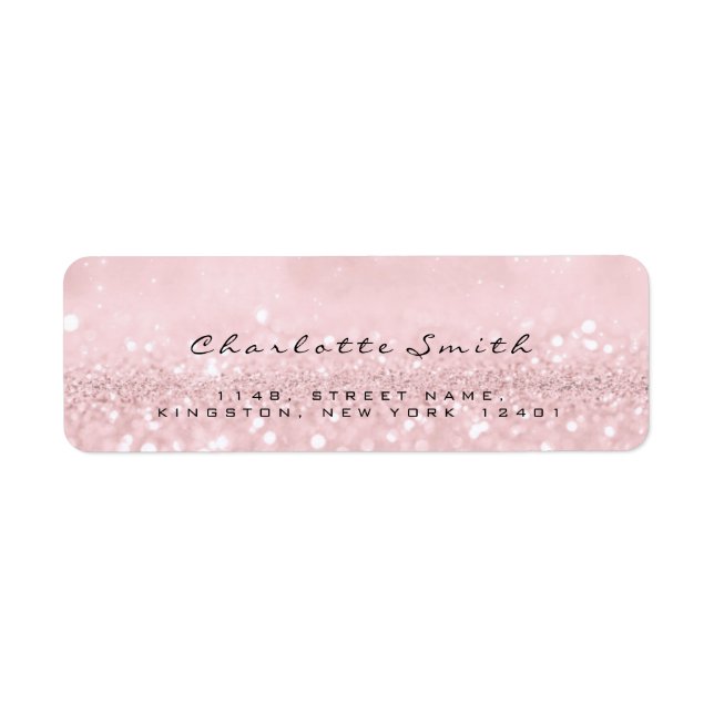 Blush Pink Rose Glitter RSVP Return Address Labels (Front)