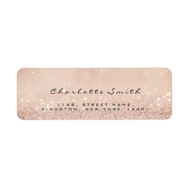 Blush Pink Rose Glitter RSVP Return Address Skinny (Front)
