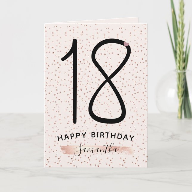 Blush Pink & Rose Gold 18th Birthday Card (Front)