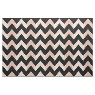 Blush Pink Rose Gold and Black Chevron Fabric