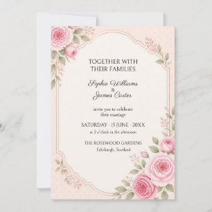 Blush Pink Rose Gold Arch Wedding Invitation
