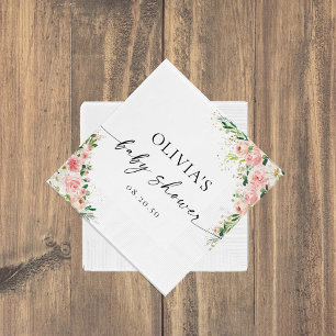 Blush Pink Rose Gold Baby Shower Paper Napkin