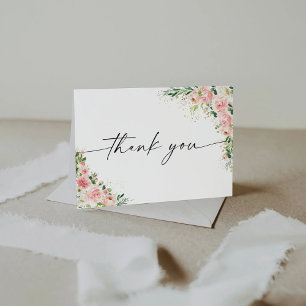 Blush Pink Rose Gold Baby Shower Thank You Card