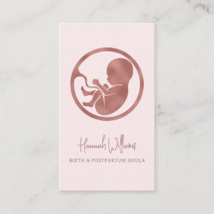 Blush Pink & Rose Gold Birth & Postpartum Doula  Business Card