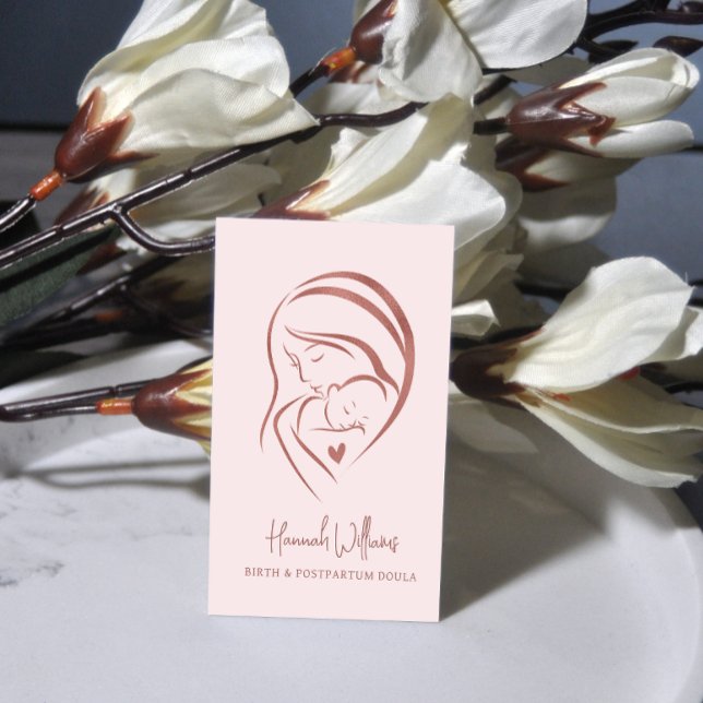 Blush Pink & Rose Gold Birth & Postpartum Doula Business Card (Creator Uploaded)