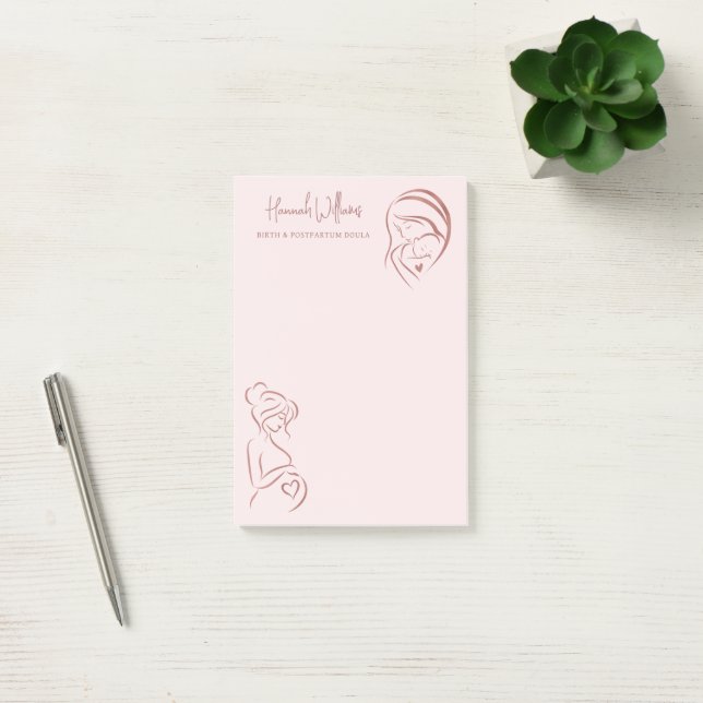 Blush Pink & Rose Gold Birth & Postpartum Doula  Post-it Notes (Office)