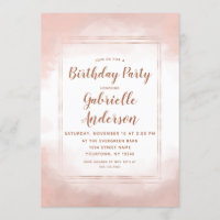 Blush Pink & Rose Gold Birthday Party Invitation
