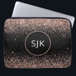 Blush Pink Rose Gold Black Glitter Monogram Laptop Sleeve<br><div class="desc">Blush Pink - Rose Gold and Black Faux Glitter and Sparkle Elegant Monogrammed Initials Case. This case can be customized to include your initial and first name.</div>