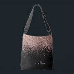 Blush Pink Rose Gold Black Glitter Monogram Name Crossbody Bag<br><div class="desc">Rose Gold - Blush Pink and Black anniversary,  baby shower or bachelorette party gift for someone that loves glam luxury and chic styles.</div>