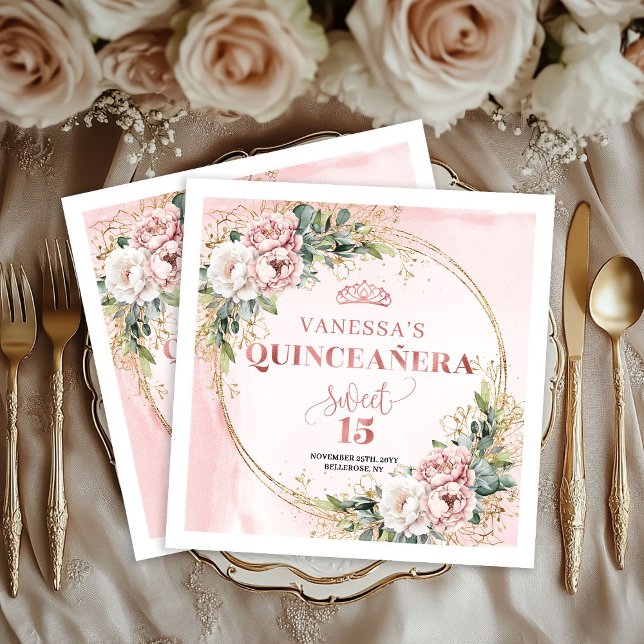 Blush Pink Rose Gold Botanical Quince Napkins (Blush Pink Rose Gold Botanical Quince Napkins)